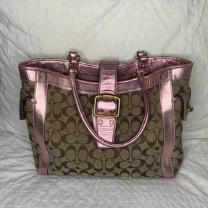Coach Purse with Pink Metallic Trim